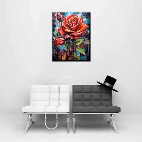 TUMOVO American Flowers Painting Paint by Number Kits 16 x 20 inch Coloful Romantic Rose Canvas DIY Graffitic Street Art Oil Painting for Kids Adu...