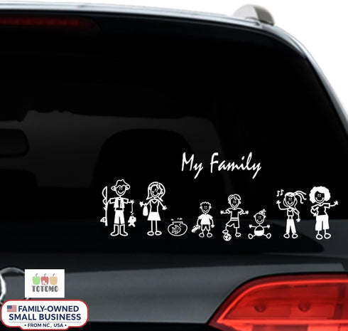 TOTOMO 13 Stick Figure My Family Car Stickers (Style#2) with Pet Dog Cat Family Car Decal Sticker for Windows Bumper...