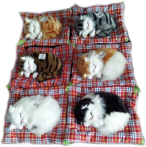 Simulation Lovely Cat Make Sounds Doll Cute Sleeping Plush Cats on Mat Stuffed Decorations Great Gift...