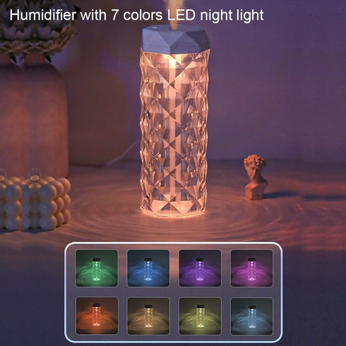 USB Desktop Crystal Humidifier 400ml with 7 Colors LED Night Light, No Noise Suitable for Home, Office, Desk, Bedroom and Babies Room and No Batte...