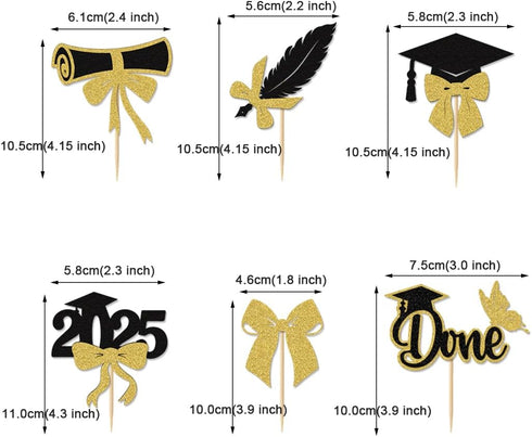 Morndew 24 PCS Graduation Done and Doctoral Cap Cupcake Toppers for Graduation Party Decorations...
