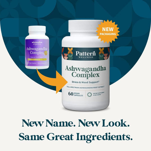Pattern Wellness Ashwagandha Complex for Men & Women - KSM-66 & Black Pepper Extract - Whole Body & Heart Health - Supports Stress & Mood - Non-GM...