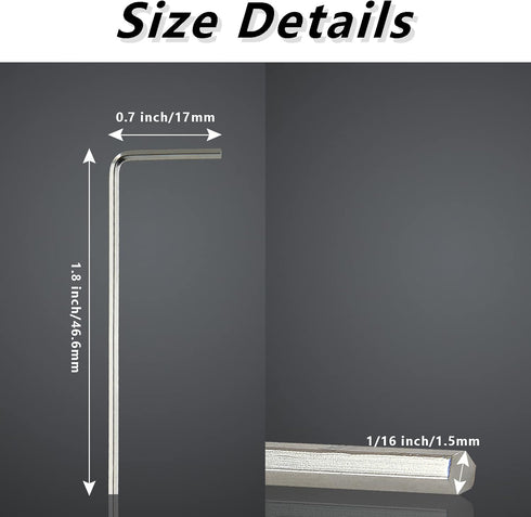 20 Pcs 1.5mm(1/16") Hex Key Wrench Set, Mini Allen Key Hex Wrench Hex Allen Wrench Set L Wrench Set...