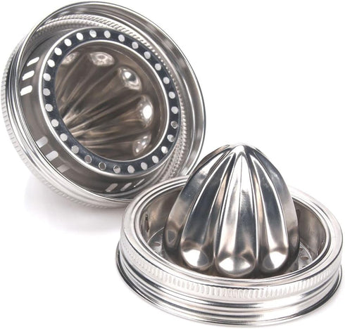 Mason Jar Stainless Steel Juicer Lid (2 Pieces), Citrus Reamer for Wide Mouth Mason Jar Lemon Juicer Manual Citrus Juicer....