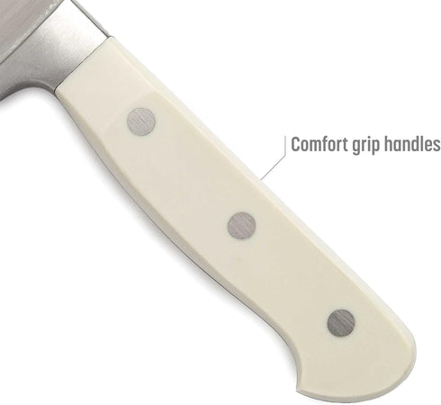 Goodful Premium Cutlery Kitchen Essential Knife Set, High Carbon Stainless Steel Blades Cutlery, Full Tang, Triple Riveted Handles, 3-Piece, Cream...