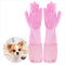 Pet Grooming Gloves Cleaning Gloves Natural Rubber Dishwashing Gloves High Density Silicone Brush Fruits Dishes Cleaning Massaging for Dogs and Ca...