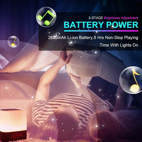 Bluetooth Speaker, Alarm Clock Bluetooth Speaker Multi-Color Changing Bedside Lamp, MP3 Player, Wireless Speaker with Lights, TF Micro SD Card Slo...