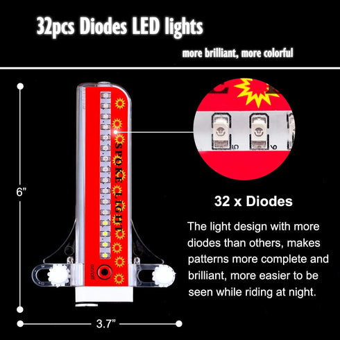 TGJOR Bike Wheel Lights, LED Waterproof Bicycle Spoke Tire Light with 32-LED and 32pcs Changes Patterns Bicycle Rim Lights for Mountain Bike/Road ...
