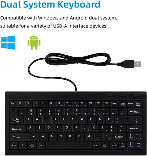 CUQI Mini Keyboard, Small Wired Keyboard 82 Scissor Keys, USB interface Compact Keyboard for Android, Windows PC, Laptop, Raspberry Pi, Windows 10...