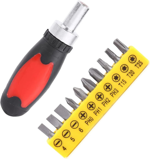Hex Socket Star Shape Drive Screwdriver Set Manual 1/4" Screwdriver Kit Screw Driver Set with 10 Driver Bits for Fixtures Appliances Computers...