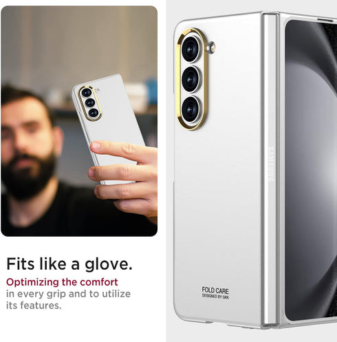 Miimall for Fold 5 Case with Screen Protector, Skin-Touch Texture HD Screen Protector Slim Case for Z Fold 5 - Silver......