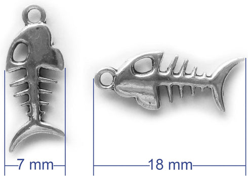Heather's cf Silver Fish Bone Charms. 140 pcs Antique Silver Non-Tarnish,Lead-Free, Cadmium-Free, Nickel-Free Beads for DIY Jewelry Making,Bracele...