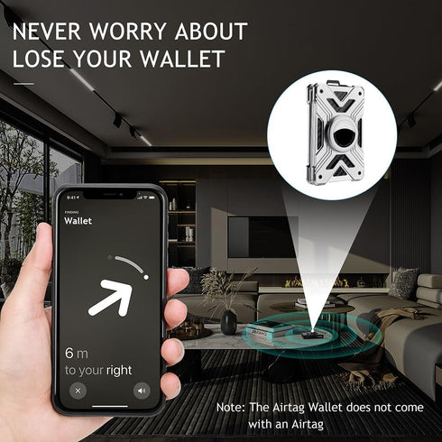 Minimalist Wallet with Airtag Holder,Slim Airtag Wallet Men,RFID Blocking Metal Wallet with Money Clip Front Pocket Card Holder Wallet Mens Gifts…...