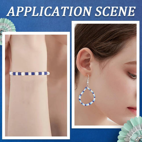 SUNNYCLUE 1 Box 300Pcs 2 Sizes Square Seed Beads Blue Tila Beads Bulk Half Cut 5mm Two Hole 1/2 Tila Bead Japanese Glass Mini Flat Rectangle Space...