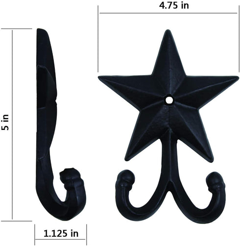 Coat Hook Hat Horse Hook Vintage Wrought Iron Wall Mounted Screws Included Wall Hook (Star)...