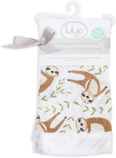 lulujo Baby Security Lovie Blankets| Unisex Softest Breathable Cotton Muslin Security Blanket with Silky Satin Trim| Neutral Comforting Blanket fo...
