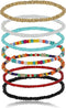 Caiyao 7Pcs Bohemian Layered Handmade Beads Chain Anklets Bracelet Set Colorful Boho Strenthy Elastic Stacking Ankle Foot Hand Jewelry for Women G...
