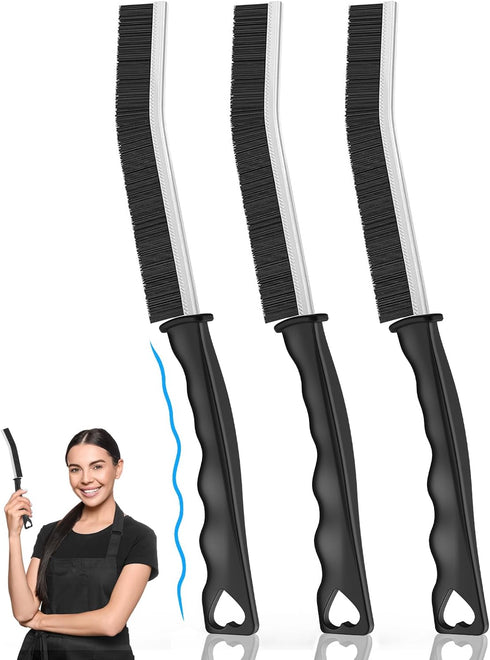 CODOGOY Crevice Cleaning Brush 3 Pack Multifunctional Gap Cleaning Brush Tool Bathroom Gap Brush Grout Cleaner Brush Hard Bristle Crevice Black Cl...