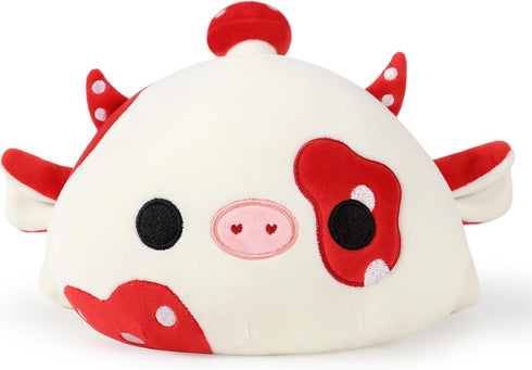 Onsoyours Cute Cow Plushie, Soft Stuffed Mushroom Cow Squishy Plush Animal Toy Pillow for Kids (Red Mushroom Cow, 12")...