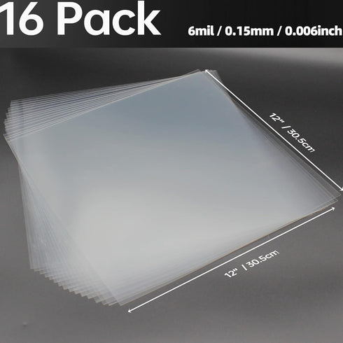 16PCS 6 Mil Blank Mylar Stencil Sheets,12 X 12 Inch Clear Plastic Sheets, Clear Acetate Sheets for Cricut Crafts, Clear Plastic Sheets for Crafts ...