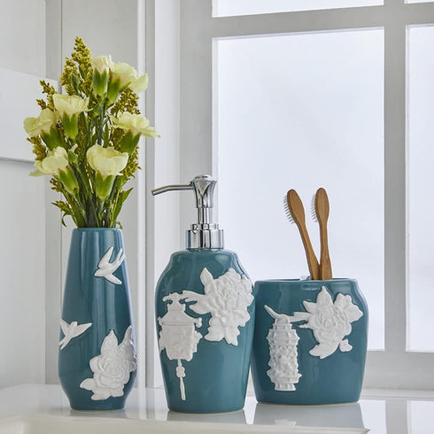 Vern Yip by SKL Home Floral Lanterns Toothbrush Holder,Aqua...