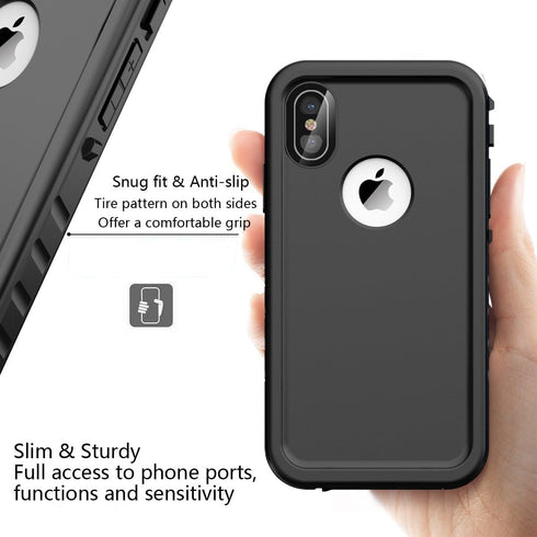SPORTLINK iPhone X/iPhone Xs Waterproof Case, Waterproof Shockproof Snowproof Clear Slim Case for iPhone X/iPhone Xs (Black)...