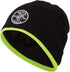 Klein Tools 60391 Knit Beanie, Thermal Fleece Winter Hat, Windproof, Fits under Helmets, Black with High-Visibility Yellow Band Trim...