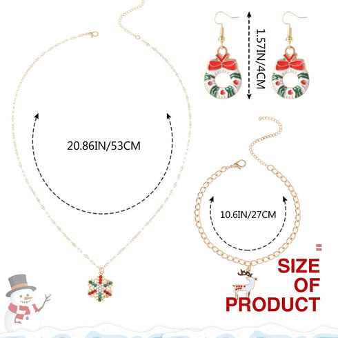 CLOACE 3Pieces Christmas Necklaces Set Red Xmas Snowflake Pendant Necklaces Santa Claus Necklace Christmas Costume Jewelry...