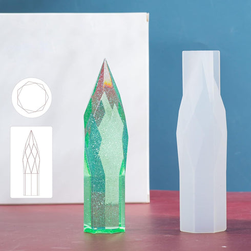Green Resin Molds Crystal Tower Large Ornaments Epoxy Resin Casting Molds Silicone Point Molds for Resin DIY Crafts Keychains Jewelry Making Resin...