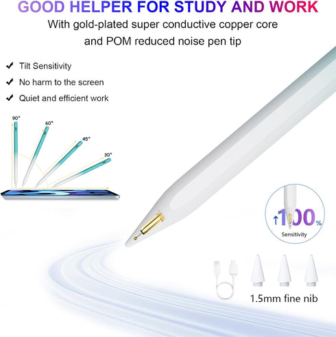 Pencil 1st Generation (10 Min Quick Charge), Upgrade Pencil for iPad USB-C with Palm Rejection & Tlit Sensitivity, Professional Stylus Pen for iPa...