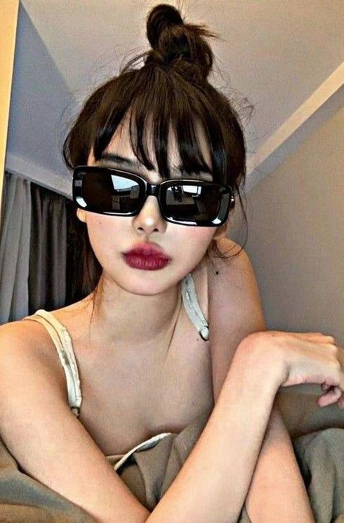 JUDOO Trendy Rectangle Sunglasses for Women Men Retro 90s Y2K Glasses Thick Square Blue Pink Frames...