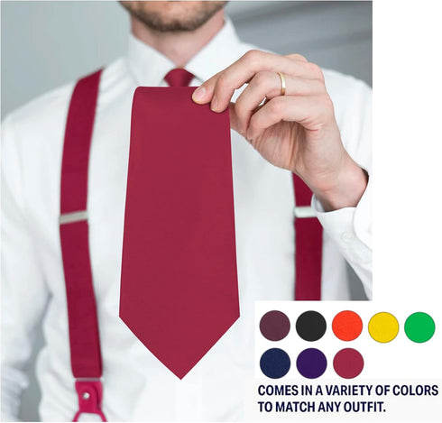 Mantieqingway Ties for Men Formal Polyester Silk Tie Corbatas 3.15'' Solid Satin Necktie for Wedding Party Grooms...