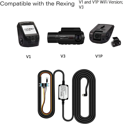 Rexing Smart Hardwire Kit Mini-USB Port for All Supercapacitor Models - V1-4K, V1P, V3, V2 Pro, V5, S1 Series, V1P Pro Series, Max Series Dash cam...