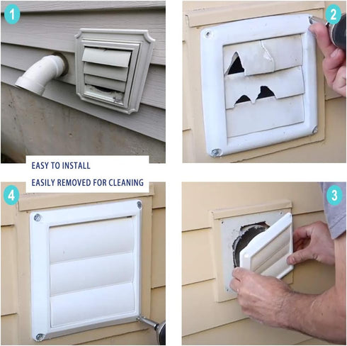 4 Inch White Plastic Louvered Outdoor Vent Cover With Stainless Steel Grille Screen for Dryer, Exhaust Vent cover Widely Used for Dryers and Houses Wall to Keep Rain, Snow, Wind or Birds