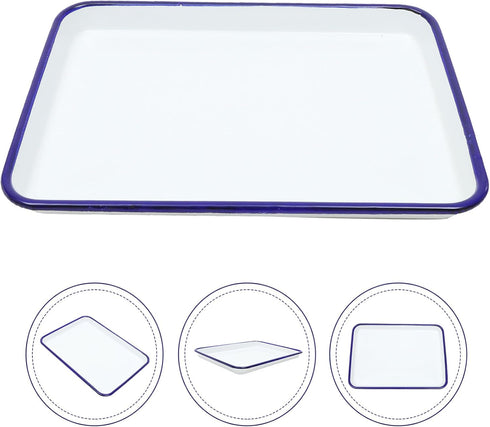 Zerodeko Enamel Baking Pan Rectangular Serving Dish Cookie Sheet Oblong Pie Pan Vintage Oven Tray Enamelware Bakeware for Farmhouse Camping Home 2...