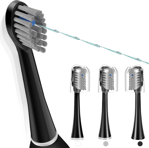 Replacement Flossing Toothbrush Heads, Compatible for WaterPick Sonic Fusion and Sonic Fusion 2.0, with Cyrstal Covers (Compact(3Packs), Black)...