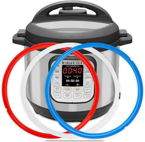 Silicone Sealing Ring for Instant Pot Replacement Gasket for 6 Qt Pressure Cooker, Savory Blue & Sweet Red & Transparent, Fits IP-DUO60, LUX60, DU...