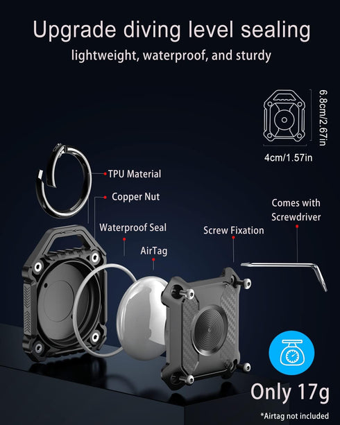 Airtag Holder 4 Pack,IP68 Waterproof Air Tag. Holder Keychain,Hard TPU Airtag Keychain, 360° Full Protection, Apple Tag Holder with Key Ring,Airta...