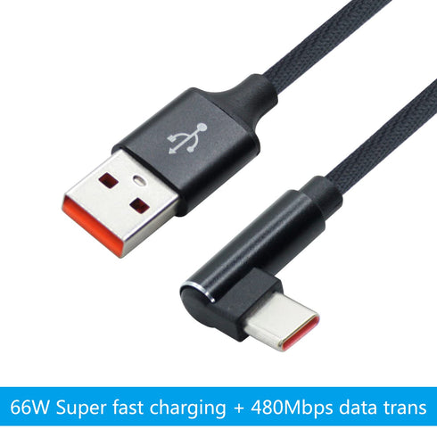 90 Degree USB A to USB C Cable 3.3ft,66W 6A Type C Fast Charging Data Cable,Fast Charging Cloth Braided Cable,for USB C Devices Samsung Huawei and...