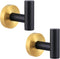 Angle Simple Black & Gold Towel Hook 2 PCS, Stainless Steel Bathroom Robe Holder, Round Coat Hand Towel Hanger, Wall Mounted...