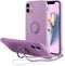 UEEBAI Case for iPhone 11 (6.1 inch), Slim Liquid Silicone Phone Case with 360 Rotatable Ring Holder Kickstand Fashion Hand Strap with Magnetic Ca...