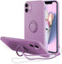 UEEBAI Case for iPhone 11 (6.1 inch), Slim Liquid Silicone Phone Case with 360 Rotatable Ring Holder Kickstand Fashion Hand Strap with Magnetic Ca...