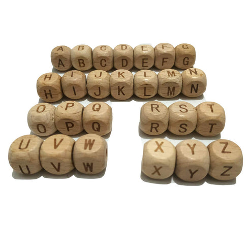Beech Alphabet Letter Beads 100pc 12mm Square Shape Beech Wood Letter Beads Necklace Accessory DIY Jewelry Beads...