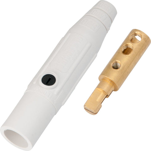 Marinco CLM2M-B CLM Cam Type, Series 15 Mini Inline, Single Pin Connector, 150 Amp, 600 Volt, 8 - #2 AWG, Male - White (B)...