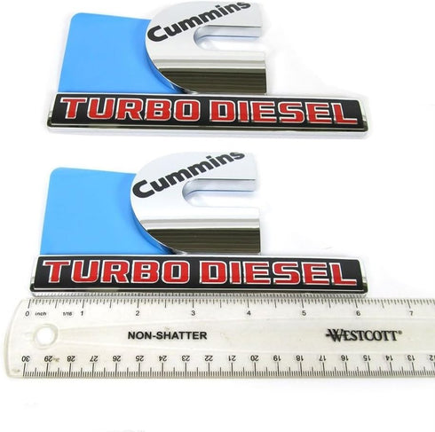 Yoaoo 2Pack OEM Chrome Cummins Turbo Emblem Badges Compatible with 2500 3500 Emblem Glossy 6.2" by 3.4" inches...