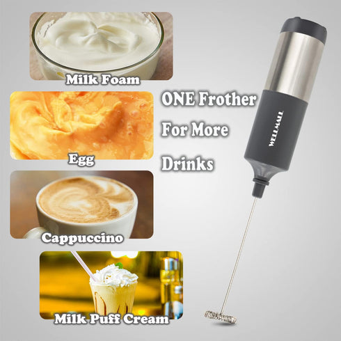 Milk Frother Handheld Battery Operated, Waterproof Electric Whisk Foam Maker for Coffee, Durable original Drink mixer for Latte, Cappuccino, Hot C...