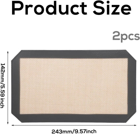 2pcs Silicone Baking Mats, 9.57x5.59 Inch ST100 & ST101 Silicone Oven Liners 2-in-1 Baking Sheet for Cookies Non Stick Silicone Liners for Ninja f...