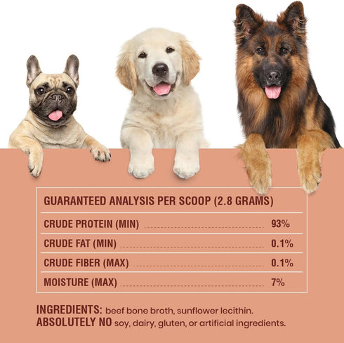 Bone Broth Powder for Dogs and Cats - Dog and Cat Food Topper, Grass Fed Beef Broth Supplement, 9.5 oz...