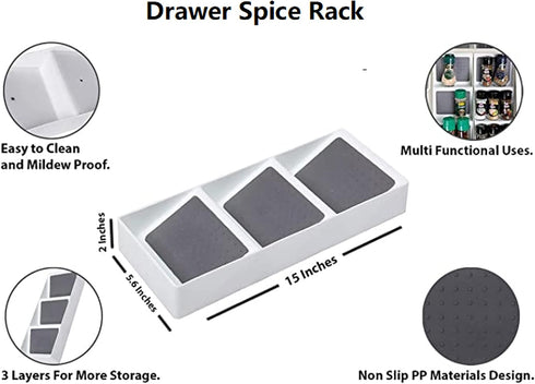 knc Spice Rack Organizer for Drawer, Kitchen Pantry and Counter DrawerStore Spice Bottles Holder for Garlic, Salt, Pepper Spice Jars, Seasonings -...