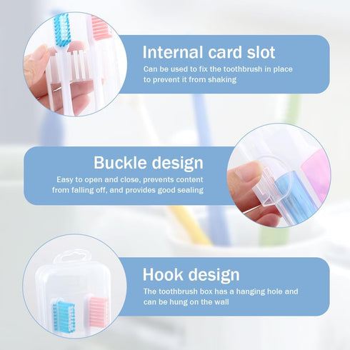 2pcs Travel Toothbrush Holder,Toothbrush Travel Case,Toothbrush Case,Reusable Clear Storage Case Portable Plastic Toothbrush Box with Inner Card S...